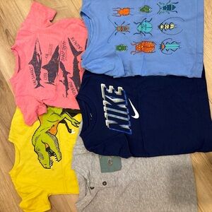 Nike Navy Blue Kids Short Sleeve Tee with Metallic Logo